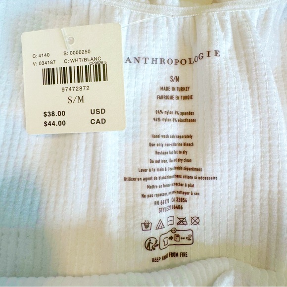 Anthropologie Seamless Ruffle Baby Tee NWT in White S/M - Picture 7 of 8